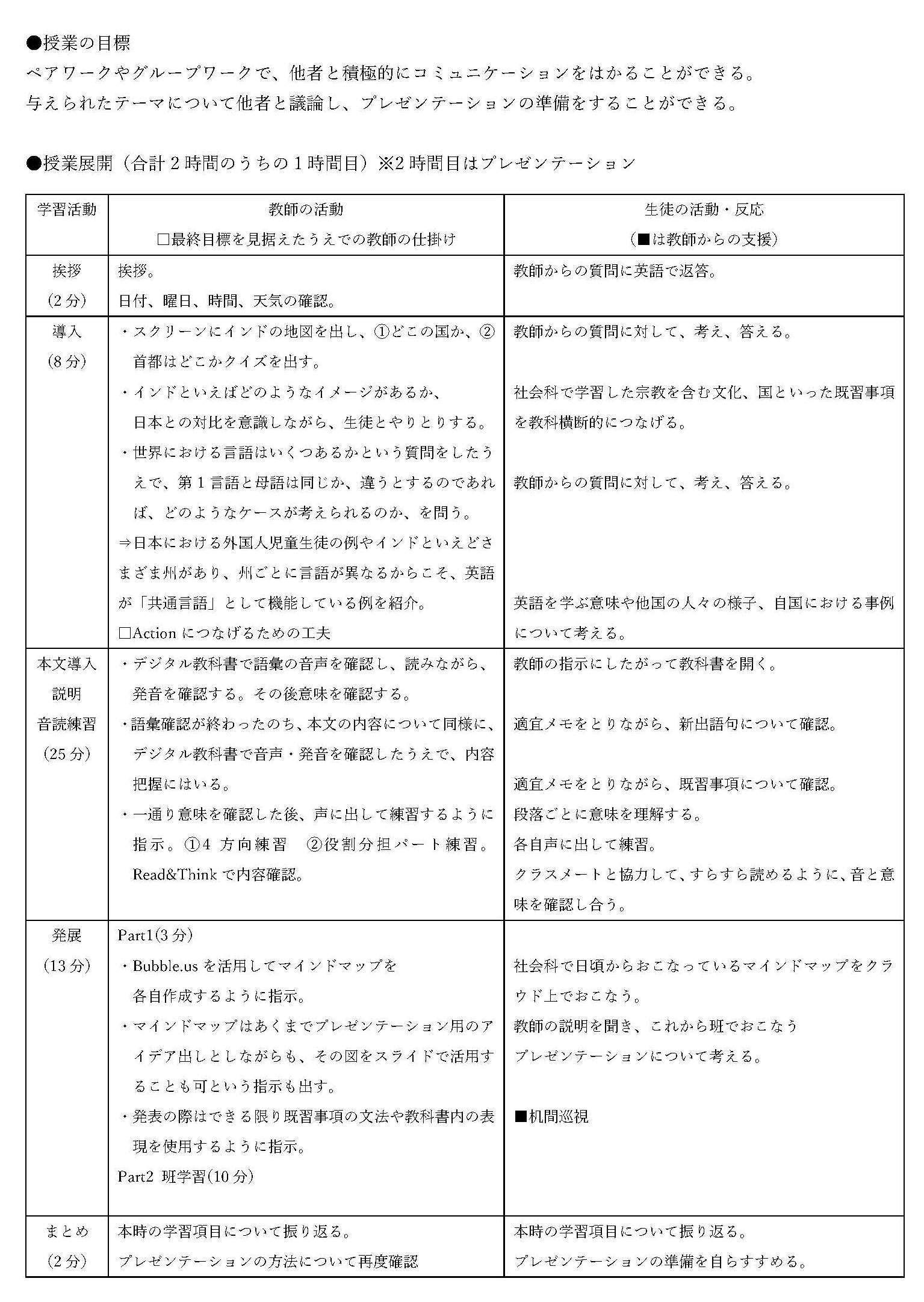 ICT活用英語授業案